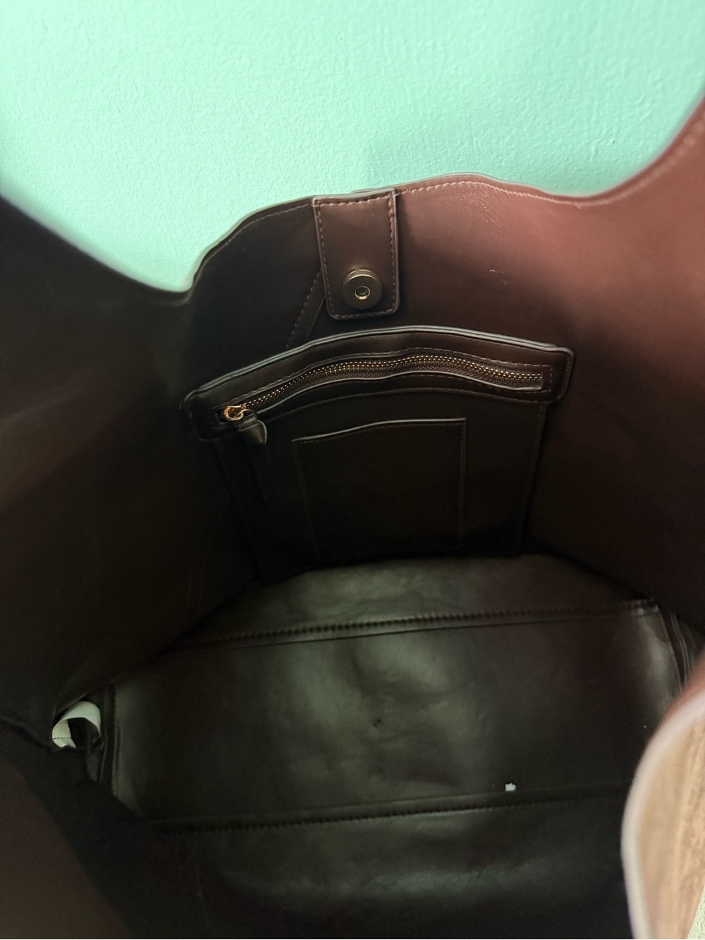 Suede-Style Brown Hobo Tote Bag - Women - Picture 3 of 4